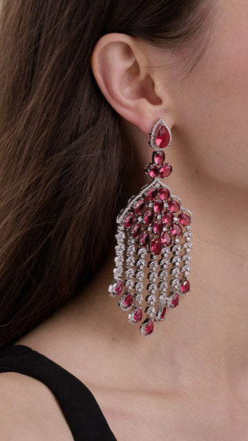 American Diamond Earrings in Silver Tone - Arc Cluster Spread video poster